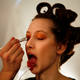 You can totally eat, but just do it with your eyes closed and don’t mess up your face.